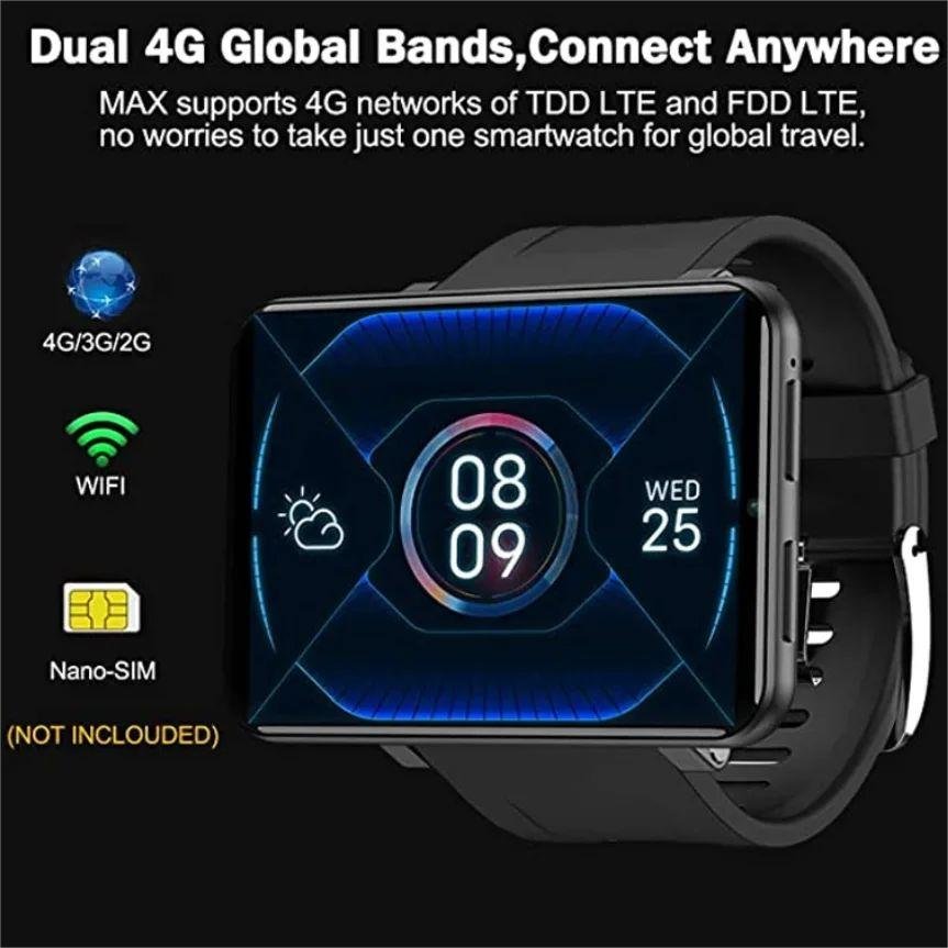 4G LTE Android Smartwatch 2.86 " Touch Screen 3GB 32GB With Camera GPS Health Monitoring DM100 Smart Watch